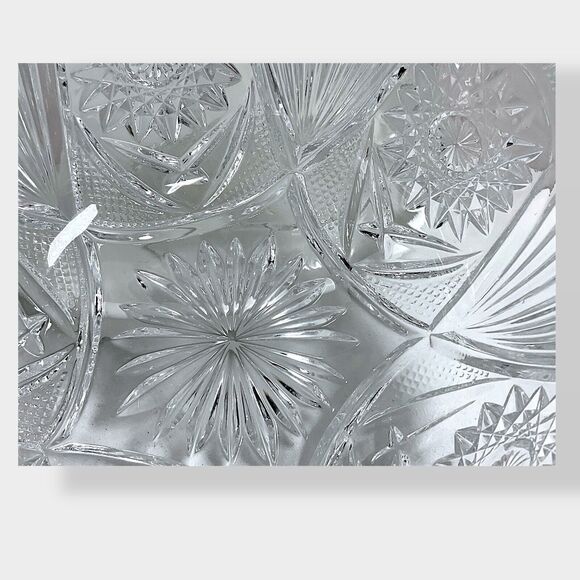 Vntg Unmarked Hobstar & Fan 8” Cut Glass Crystal Bowl ABP Collectable Brilliant - Picture 13 of 16